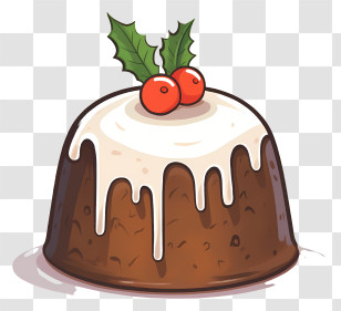 Chocolate Mousse Cake - Christmas Pudding Topped With Holly Transparent PNG