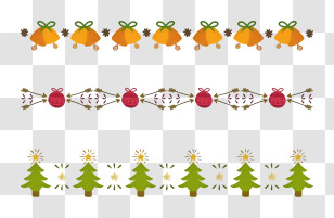 Design - Christmas Borders With Bells And Trees Transparent PNG