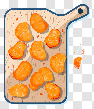 Chicken Nuggets - Chicken Nuggets On Wooden Board Transparent PNG