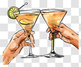 Cocktail Day - Cheers With Cocktail Glasses Transparent PNG