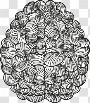 Human Brain Agy Euclidean Vector Sticker - Black And White - Hand-painted Abstract Transparent PNG