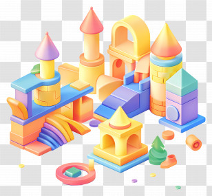 Foundation - 3D Colorful Castle Blocks For Imaginative Play Transparent PNG