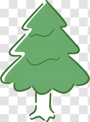 Green Pine Tree - Green Christmas Tree In Doodle Style Transparent PNG