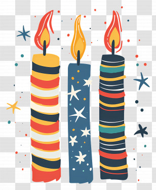 Christmas Candles - Colorful Birthday Candles With Festive Design Transparent PNG