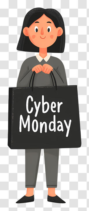 Big Cyber Monday Shopping Bag - Shopper Holding Cyber Monday Bag Transparent PNG