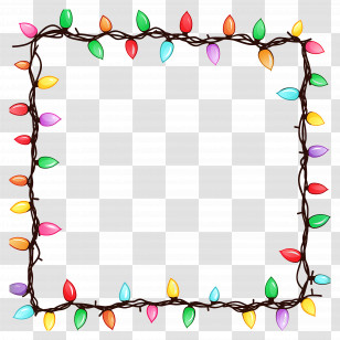 Christmas Lights Frame - Festive Frame Of Colorful Holiday Lights Transparent PNG