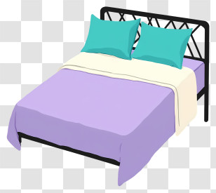 Bed Top View - Bed With Purple Blanket Transparent PNG