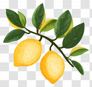 Watercolor Lemon - Yellow Lemons With Leaves Transparent PNG