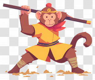 Sun Wukong - Monkey Fighter In Action Transparent PNG