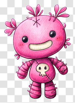 Voodoo Doll - Pink Plush Toy With Skull Design Transparent PNG