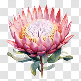 Protea Flower - Exotic Protea Flower In Full Bloom Transparent PNG