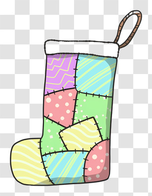 Patchwork Sock - Colorful Patchwork Christmas Stocking Transparent PNG