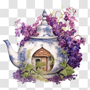 Grape And Flower
 - Teapot With Flowers And House Transparent PNG