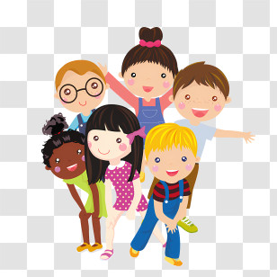 Cartoon Kid - Group Of Happy Children Cartoon Illustration Transparent PNG