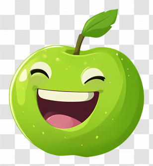 Green Apple - Cartoon Of Smiling Green Apple Transparent PNG