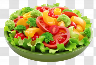 Vegetable Salad - Fresh Vegetable Salad In Green Bowl Transparent PNG