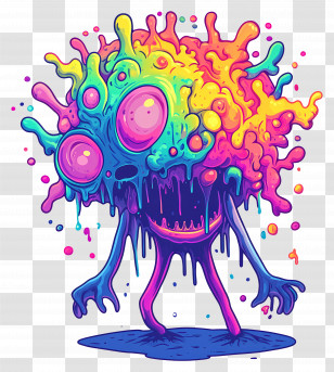 Colorful Brain - Colorful Dripping Monster Transparent PNG