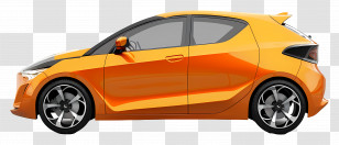 Hatchback Side View - Modern Orange Hatchback Car Transparent PNG