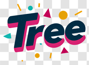 Tree - Colorful 'Tree' 3D Text Logo Transparent PNG
