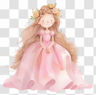 Cartoon Princess - Lovely Princess In A Pink Dress Transparent PNG