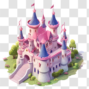 Princess Castle - Enchanting Fairy Tale Castle With Pink Turrets Transparent PNG