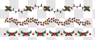 Christmas Garland - Christmas Garland With Holly And Lights Transparent PNG