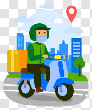 Food Delivery Person On Scooter - Delivery Rider On Scooter Transparent PNG