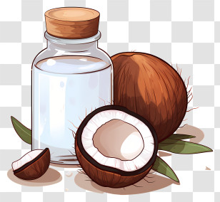 Coconut Walnut Oil - Coconut And Oil Bottle Illustration Transparent PNG