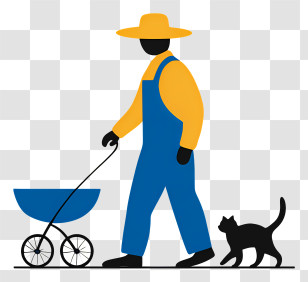 Walking With Stroller - Gardener Silhouette With Wheelbarrow Transparent PNG