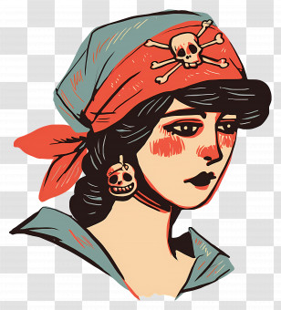 Pirate Woman Tattoo - Pirate Woman Illustration Transparent PNG