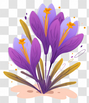 Saffron Crocus - Purple Crocus Flowers In Blossom Transparent PNG