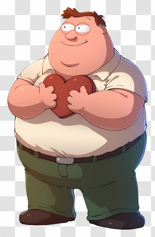 Peter Griffin - Cartoon Man Holding A Heart Transparent PNG