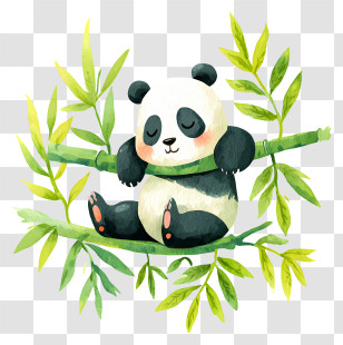 Panda In Bamboo Forest - Sleepy Panda On Bamboo Transparent PNG