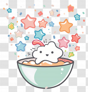 Kawaii Cereal Bowl - Cute Cereal Bowl Cartoon Transparent PNG
