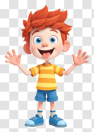Animated Boy - Happy Red-haired Cartoon Boy Transparent PNG