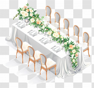 Wedding Table - Elegant Dining Table Setup Transparent PNG