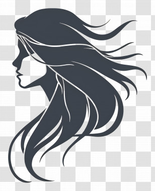 Girl Logo - Elegant Woman Silhouette With Flowing Hair Transparent PNG