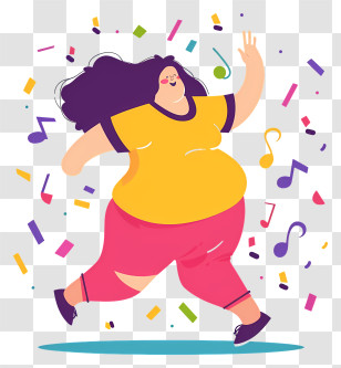 World Obesity Day - Dancing Woman Illustration With Confetti Transparent PNG