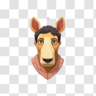 Kangaroo - Brown Animal Head Illustration Transparent PNG