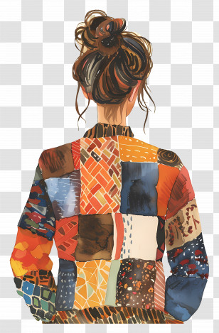 Fashion Woman - Colorful Patchwork Jacket Transparent PNG