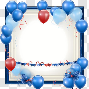 Birthday Frame - Blue Balloons Party Frame Transparent PNG