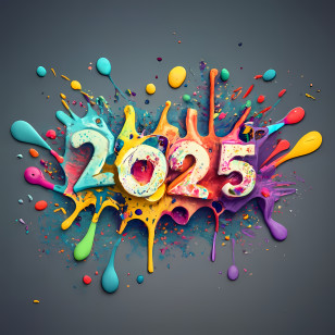 2025 Happy New Year
 - 2025 Colorful Paint Splash Design Transparent PNG