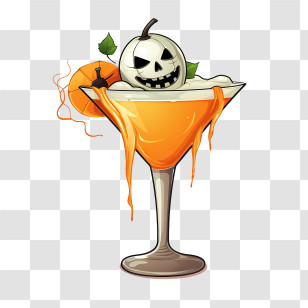 Halloween Cocktail - Spooky Halloween Cocktail With Pumpkin And Skull Transparent PNG