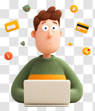 Shopping Via Laptop - Casual Remote Worker Illustration Transparent PNG