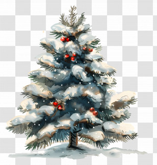 Christmas Tree - Snow-Covered Christmas Tree Transparent PNG