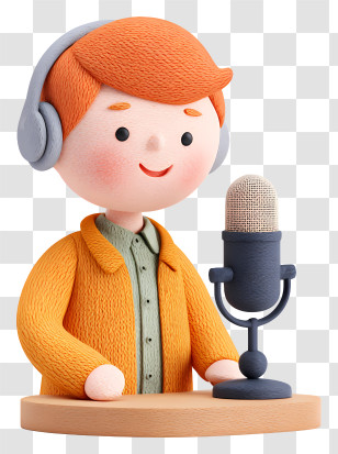 Boy Making Podcast - Boy Speaking Into A Microphone Transparent PNG