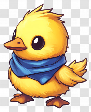 Cartoon Duck - Yellow Duck Wearing A Blue Scarf Transparent PNG