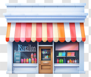 Retail Shop - Charming Storefront With Colorful Awning Transparent PNG