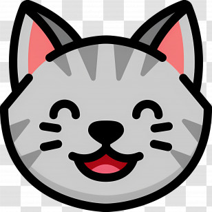 Cat Emoji - Gray Cat With Happy Expression Transparent PNG
