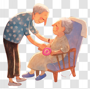 Cartoon Grandparents - Caring Elderly Couple Transparent PNG